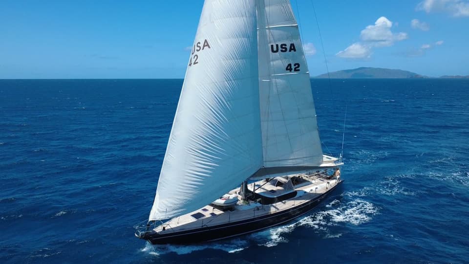 Mainsail of Cap II showing the sail number USA 42.